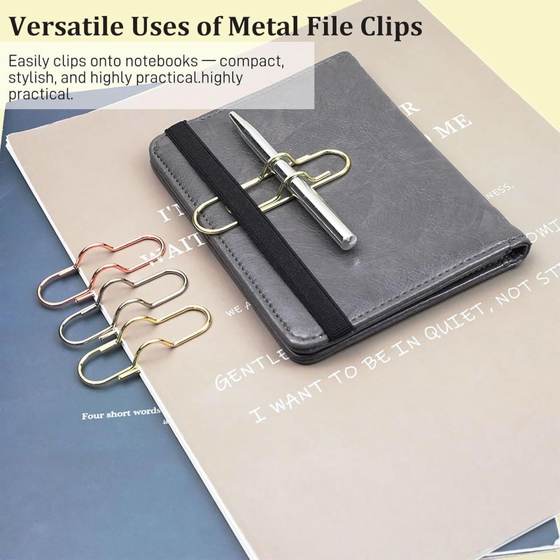 Ceemiaa 12-Pack Metal Pen Clips – Gold, Silver & Rose Gold Paperclip Pen Holders for Notebooks, Journals & Office Use - Image 3